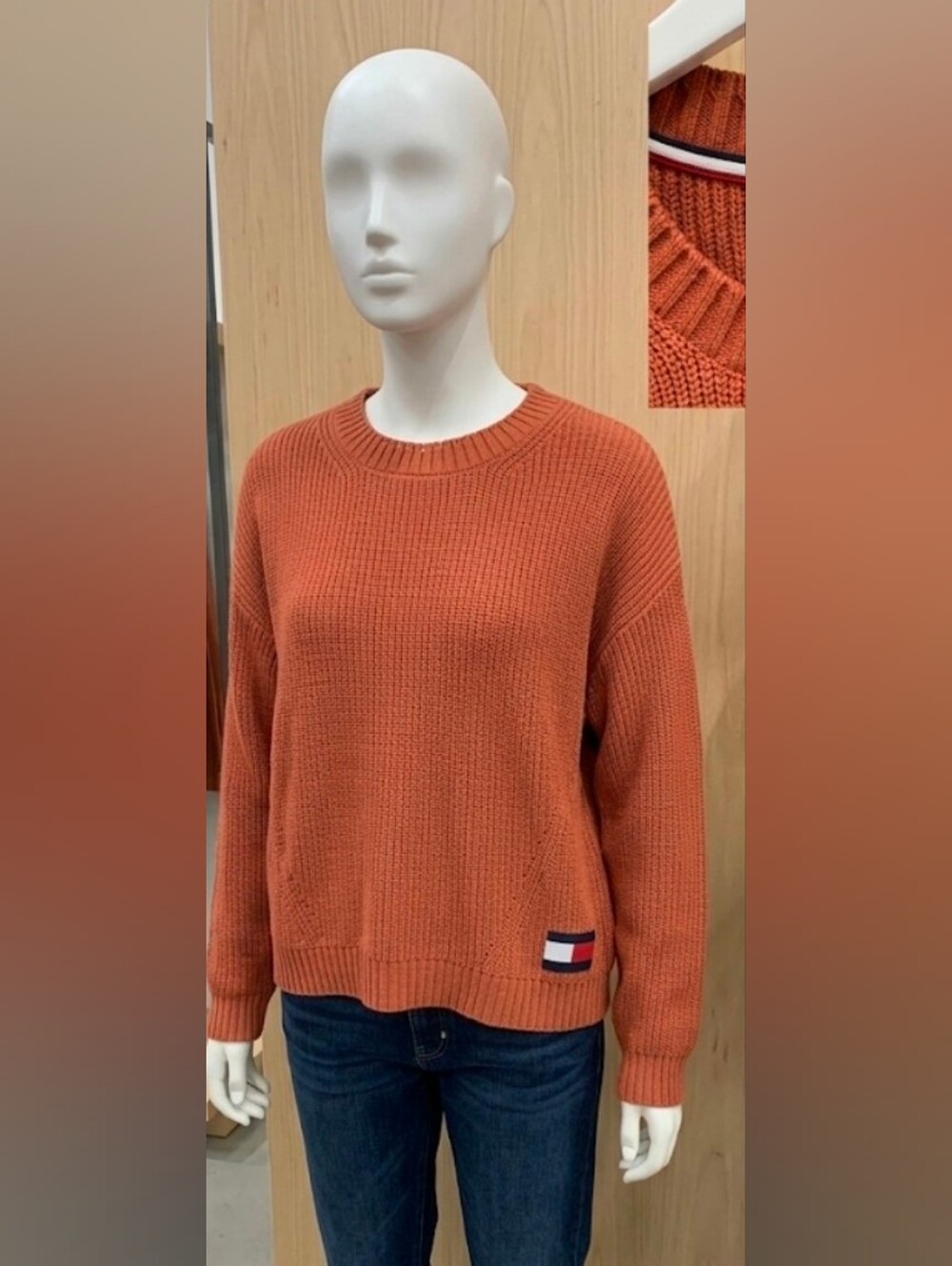 Tommy Hilfiger Rust Orange Crewneck Sweater M